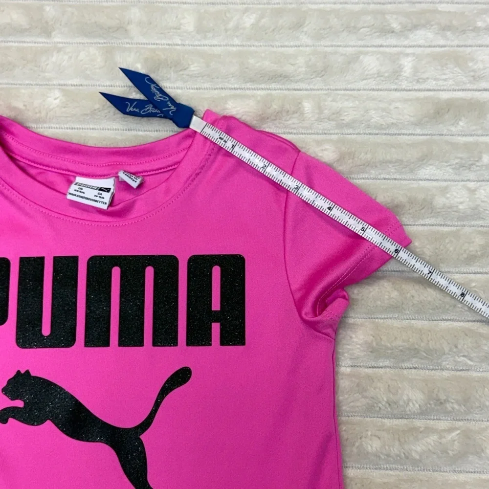 Puma: Lot of (2) Girls Short Sleeve T-Shirts, Pink & Gray Logo, Size XS (5/6)